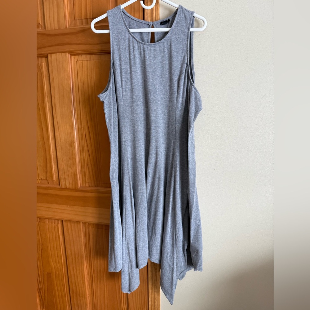 Torrid Gray Fit & Flare Handkerchief Hem Dress